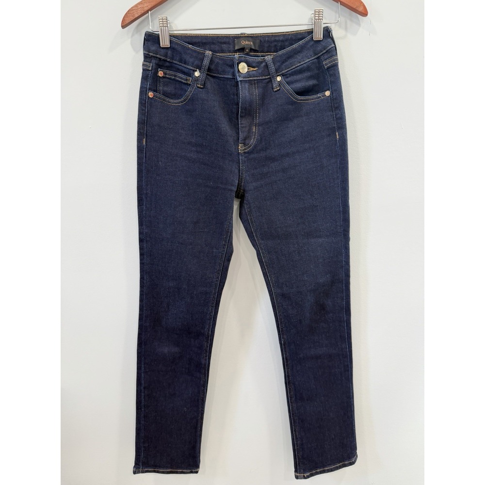 Quince Women's Size 26 Dark Wash Skinny Jeans Organic Cotton Stretch Denim - Picture 7 of 12